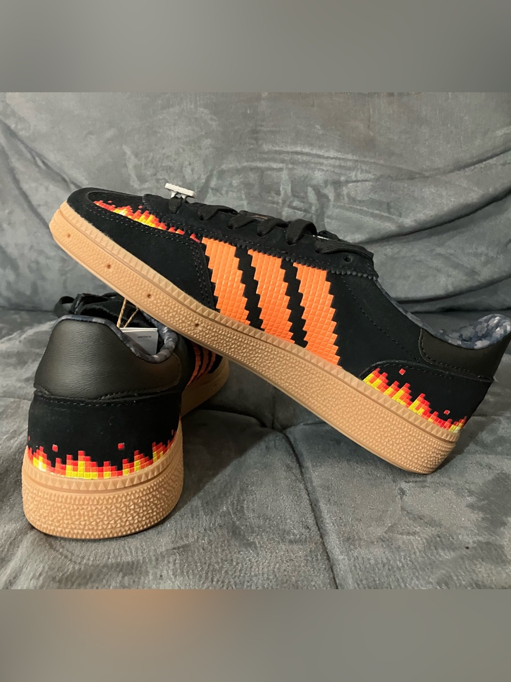 adidas Kids Black & Orange Pixel Minecraft Sneakers - Picture 5 of 6